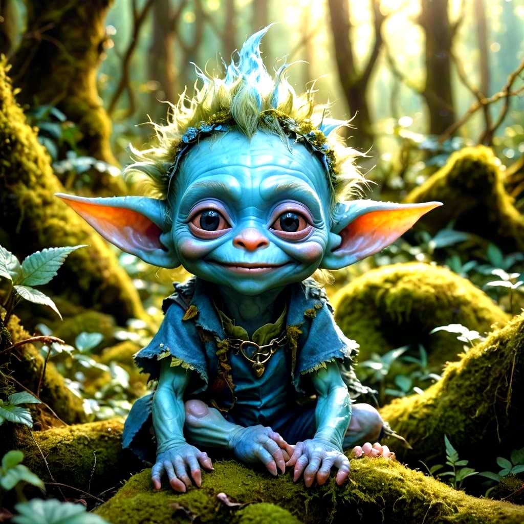 Adorable Blue Baby Goblin Portrait