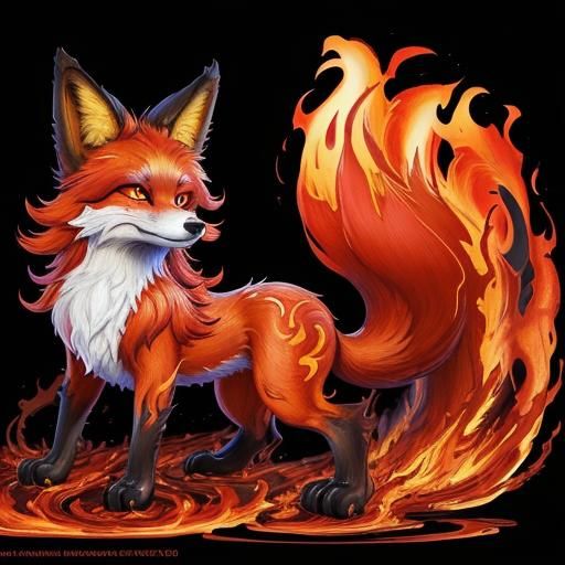Fiery Fox Digital Painting in Cartoon Style