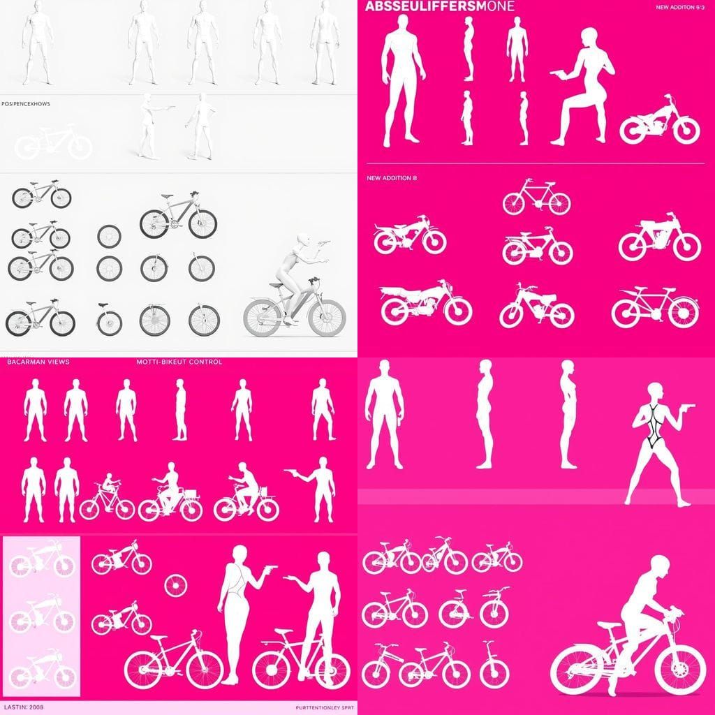 Technical Reference Sheet with Mannequin Poses and Bike View...