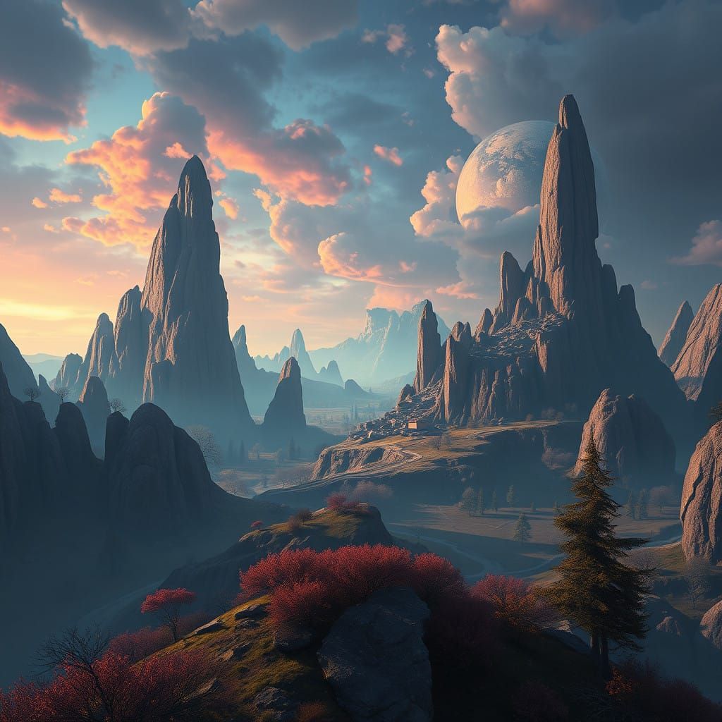 Ethereal Fantasy Realm in Detailed Matte Painting Style