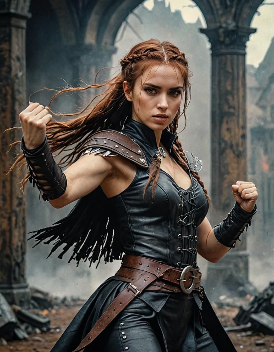 Muscular Teen Fighter in Medieval Film Still