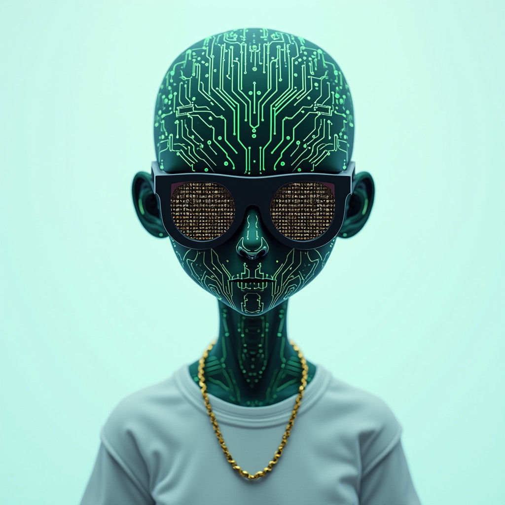 Futuristic Avatar with Circuit Board Head