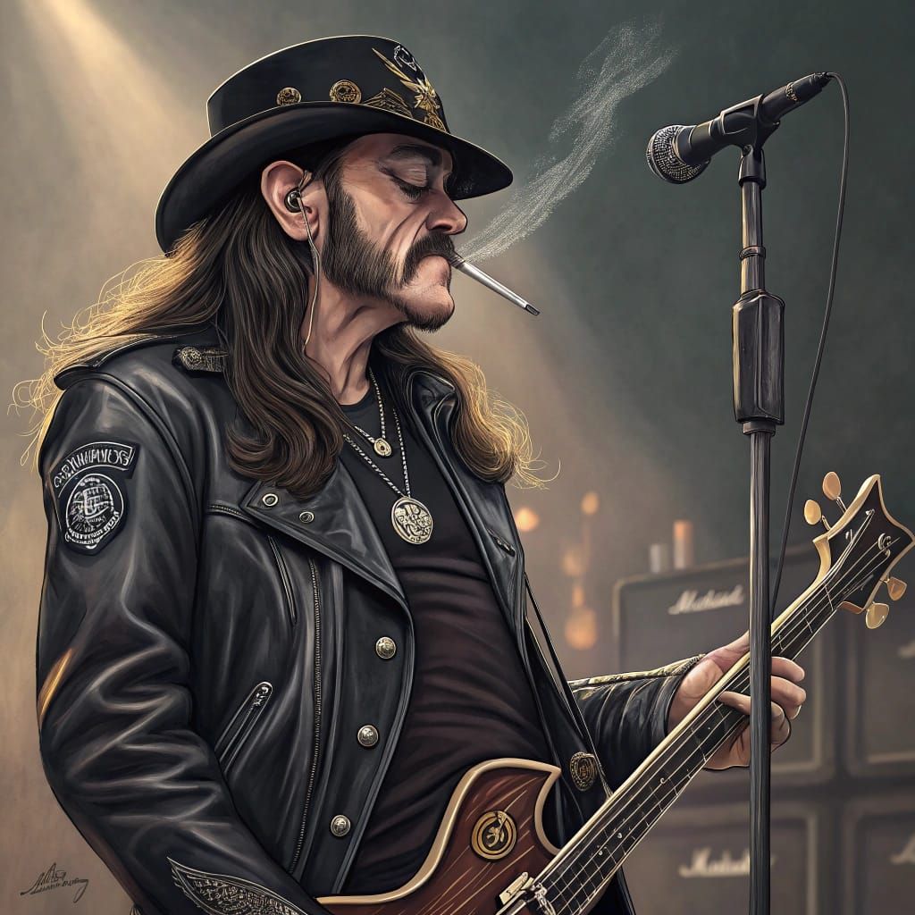 Rock Icon Lemmy Kilmister in Charcoal Portrait