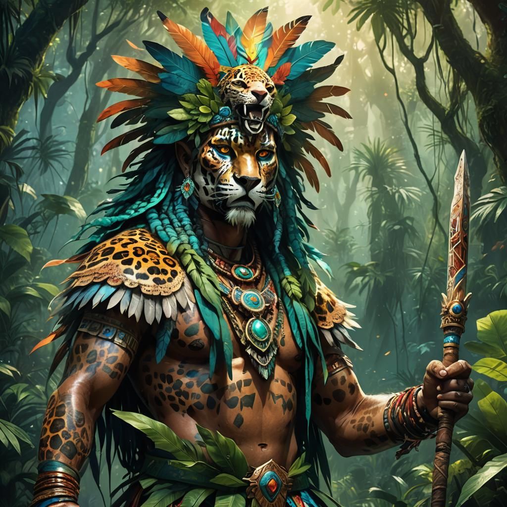 Mystical Jaguar Shaman in Jungle Concept Art