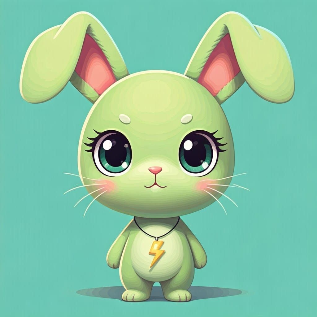 Adorable Anime Rabbit with Shimmering Eyes and Lightning Bol...