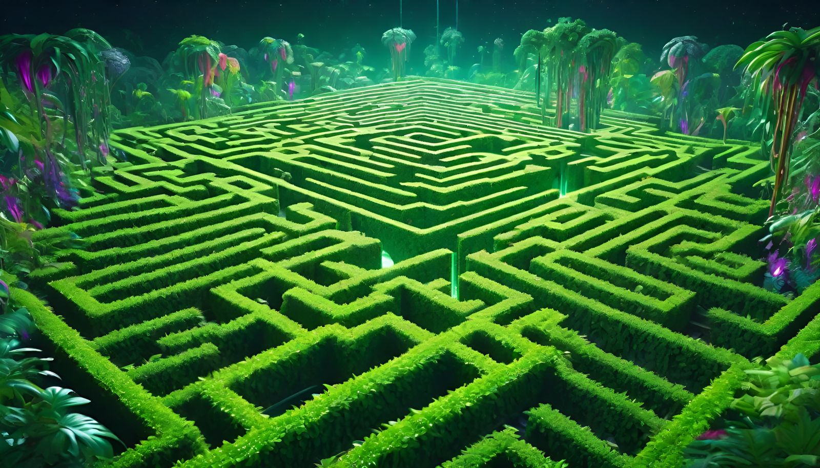 Psychedelic Jungle Maze in a Trippy Wonderland