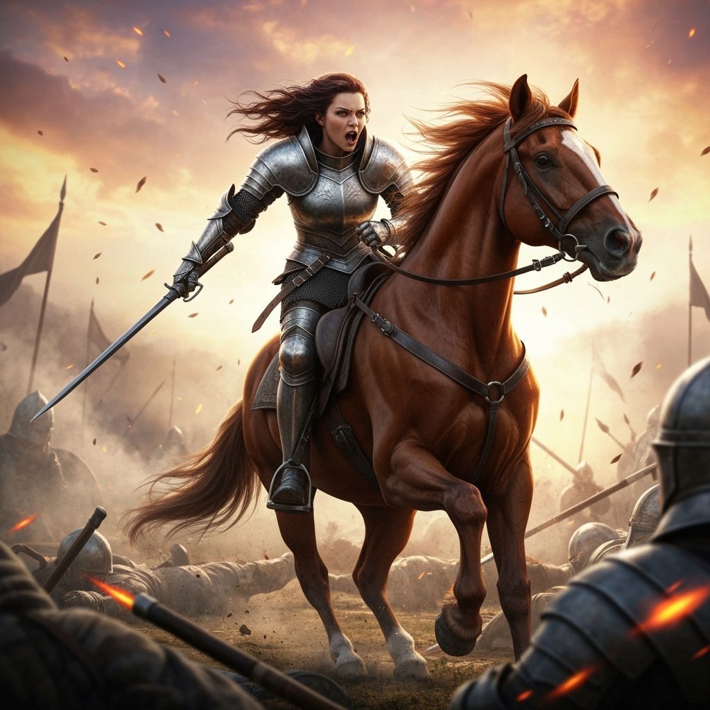 Lady Knight Rides Through Fiery Battlefield in 8k