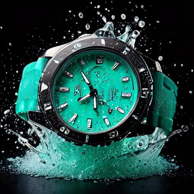 Mint Green Rubber Watch Splashed with Water