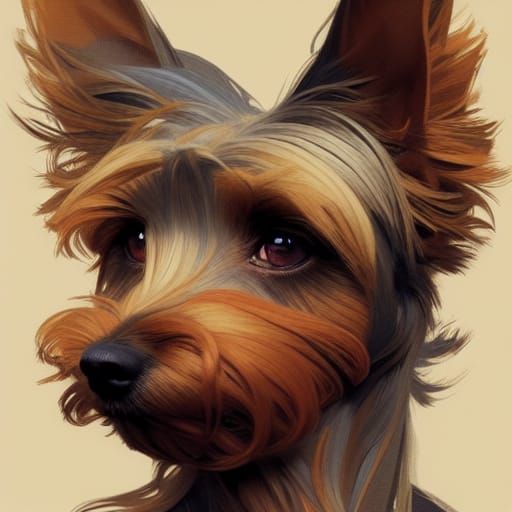Anthropomorphic Yorkshire Terrier Hybrid Portrait in 8k