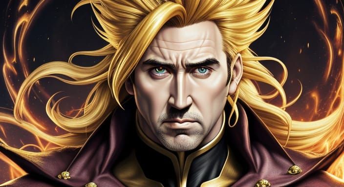 Nicholas Cage as Super Saiyan Harry Potter in Vibrant Digita...