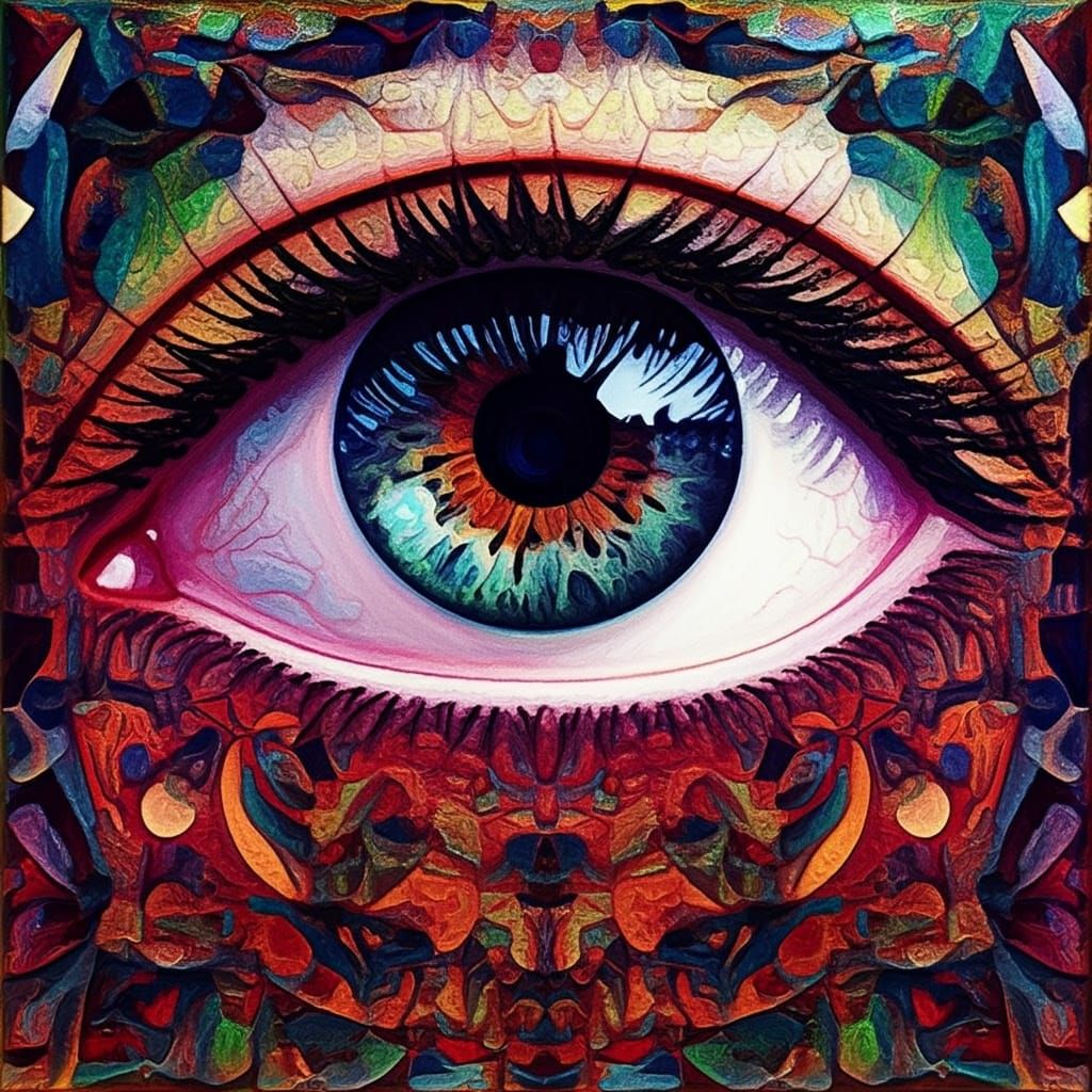 Surreal Giant Eye in Vibrant Watercolor Style