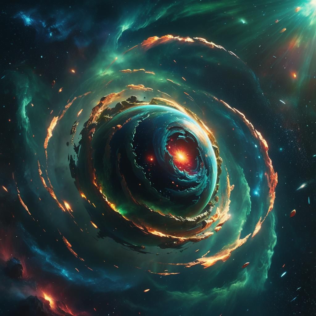 Collapsing Planet with Raining Stars: Cosmic Film Still