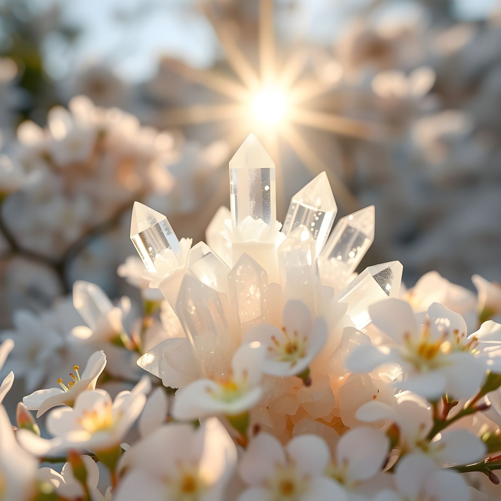 Ethereal Crystal Bloom in Soft Pastel Hues