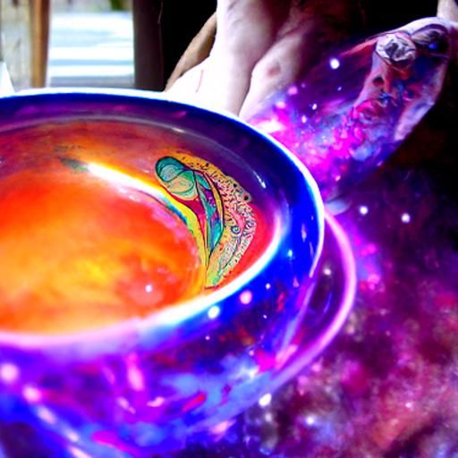 Galaxy in a Bowl: Holographic Astral Illustration