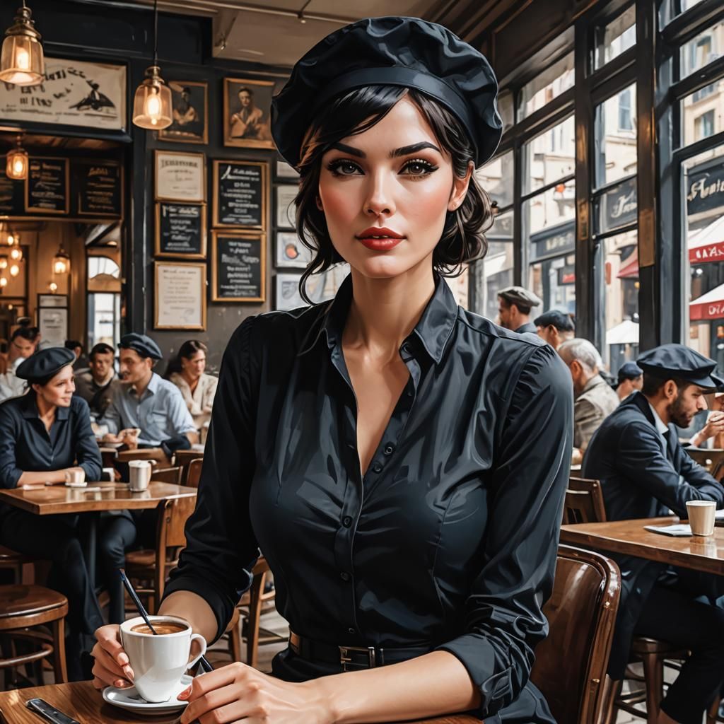 Beautiful Teacher Portrait in Ink Splash Art Style