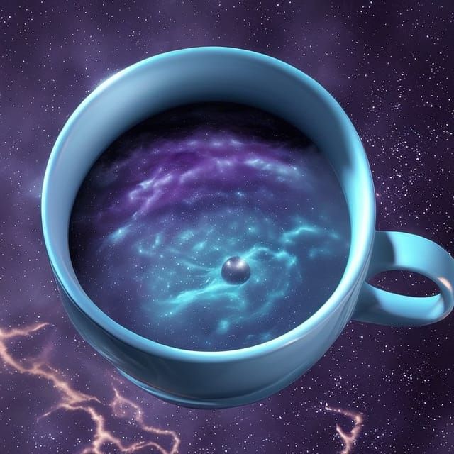 Galaxy in Teacup: Detailed Digital Illustration