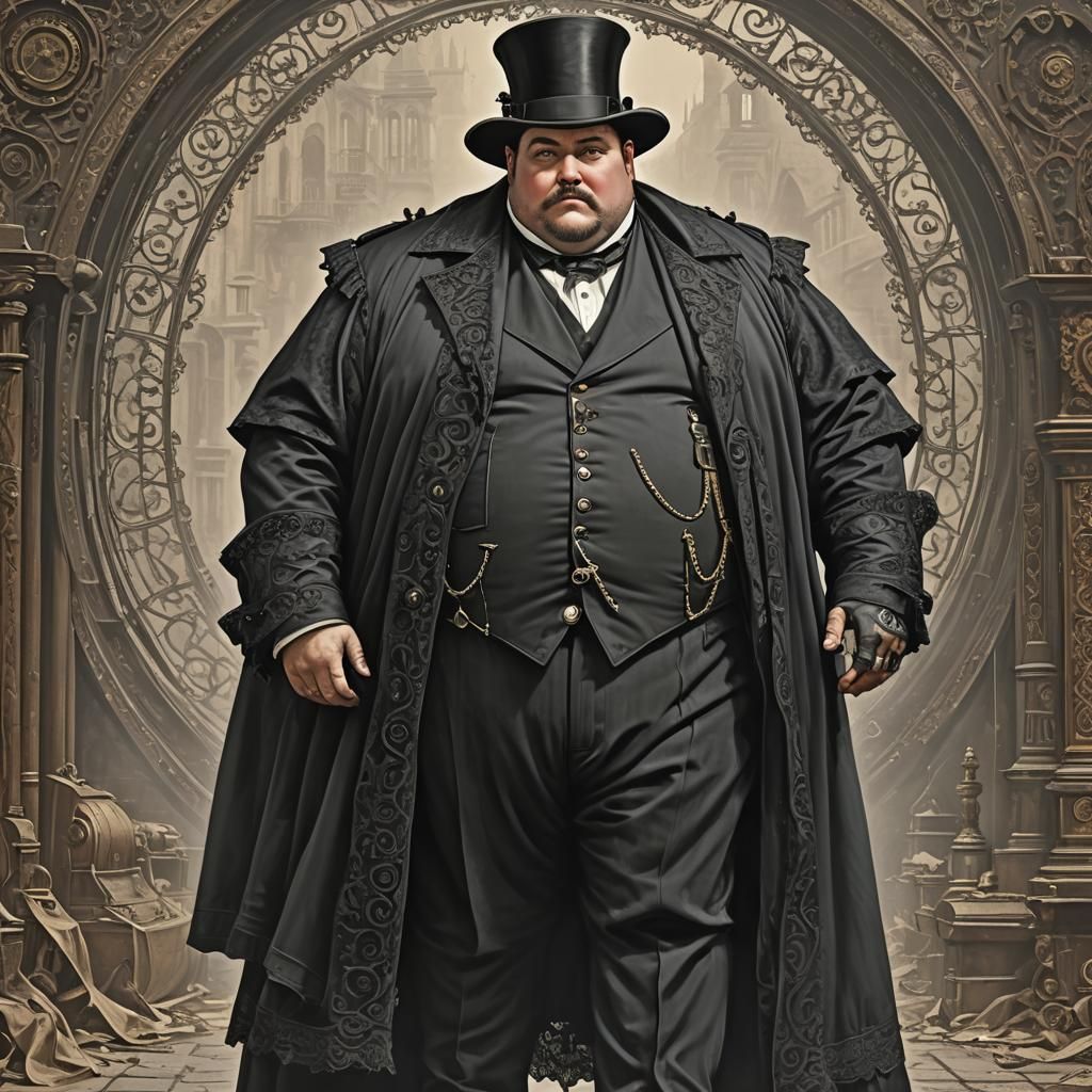 Victorian Gothic Steampunk Detective with Cannon