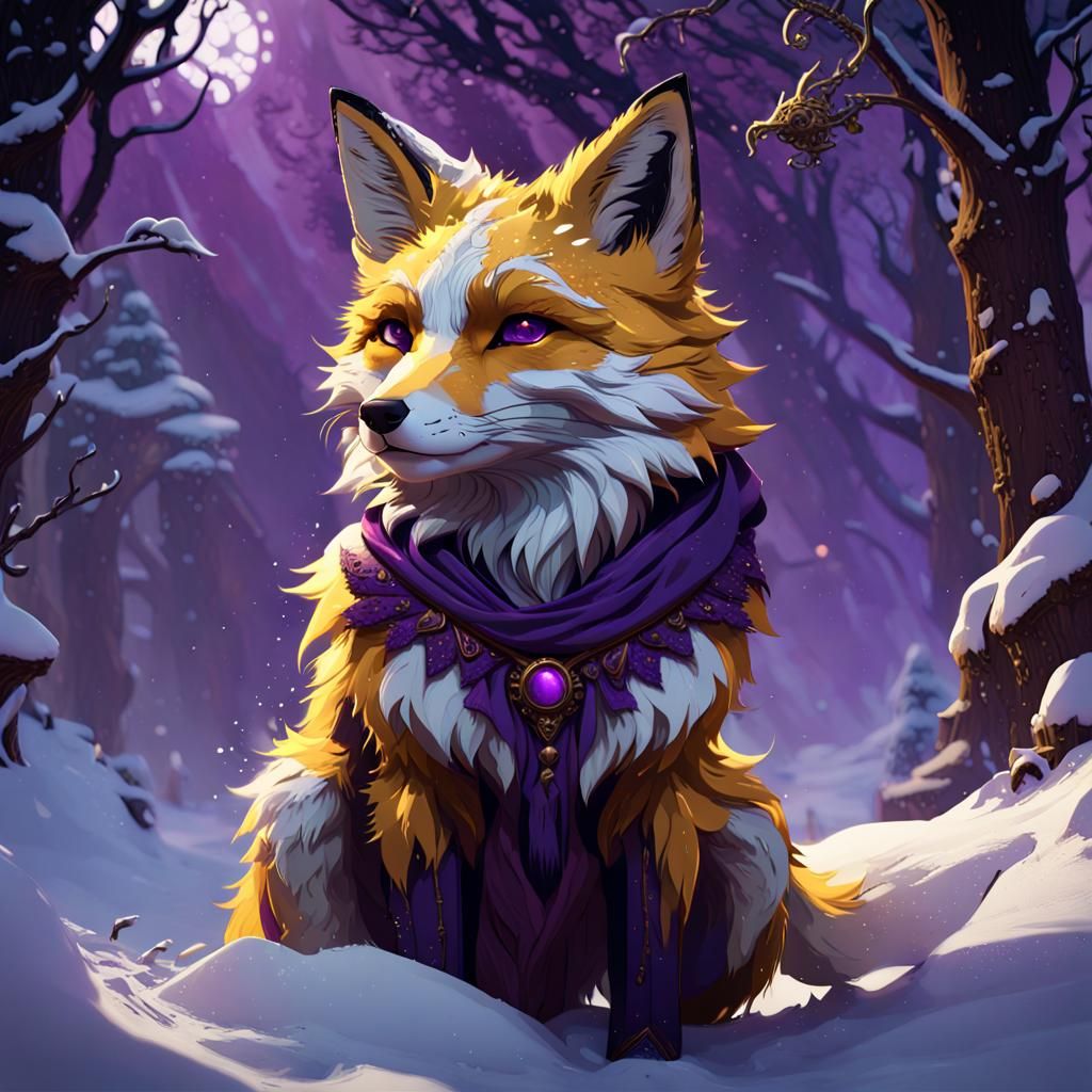 Snow Fox: Dark Fantasy Art in 8k