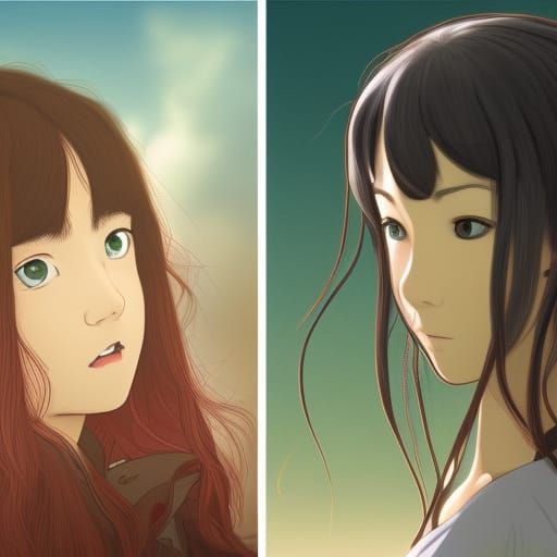 Two Women in Ancient China, Ghibli Anime Style