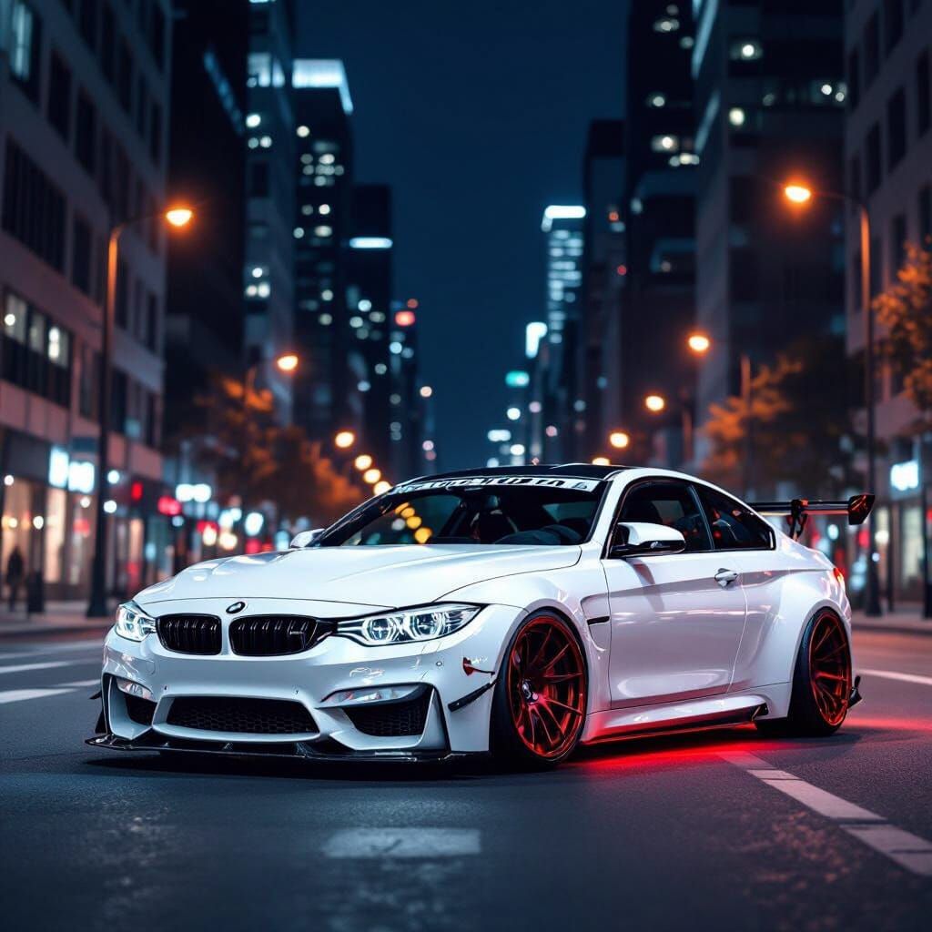 RWB Carbon Fiber BMW M3 with Red Neon Underglow