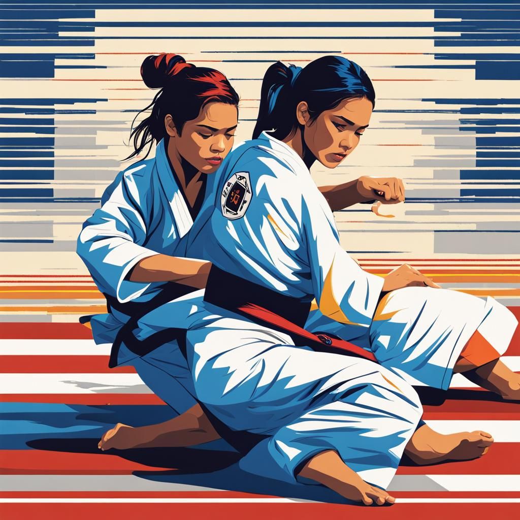 Jiu Jitsu Fighters Wrestle in Pop Art Style