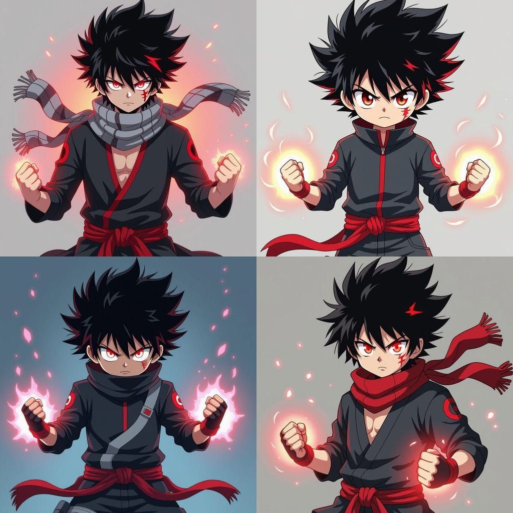 Shonen Anime Protagonist with Fiery Aura