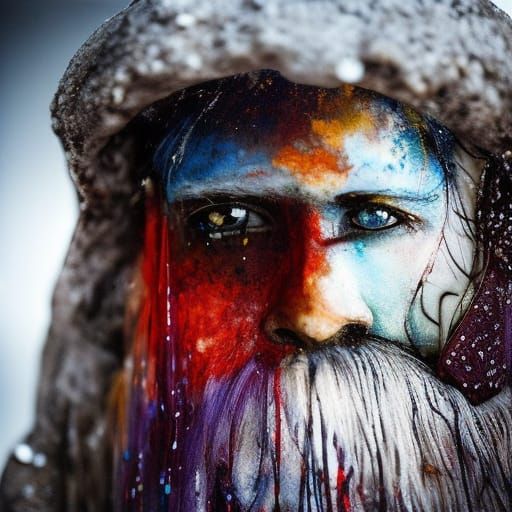 Mysterious Yeti in Mixed Media Style