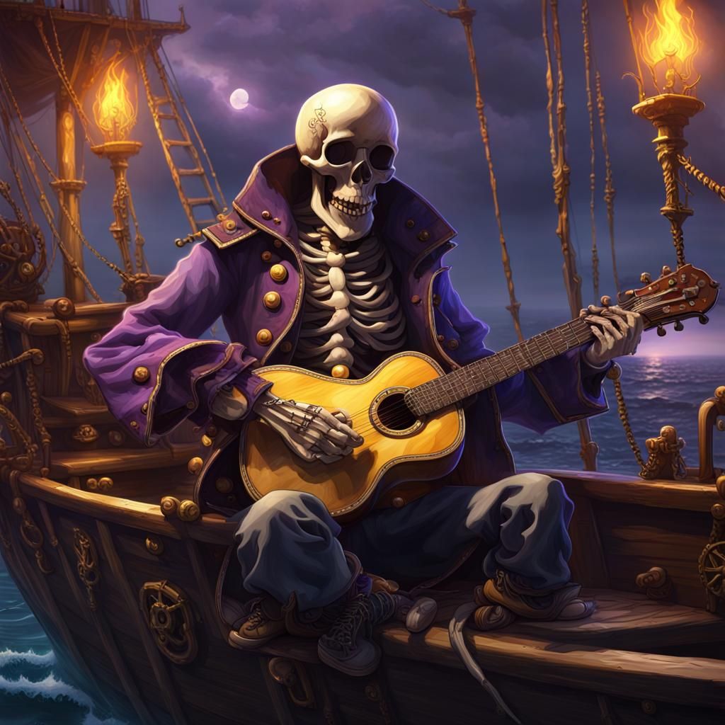 Skeleton Pirate Serenade on the High Seas
