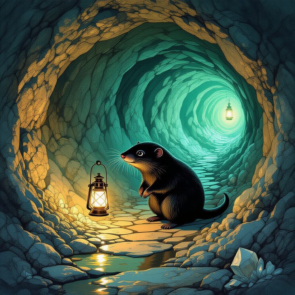 Mole Explorer in Luminous Underground Caverns