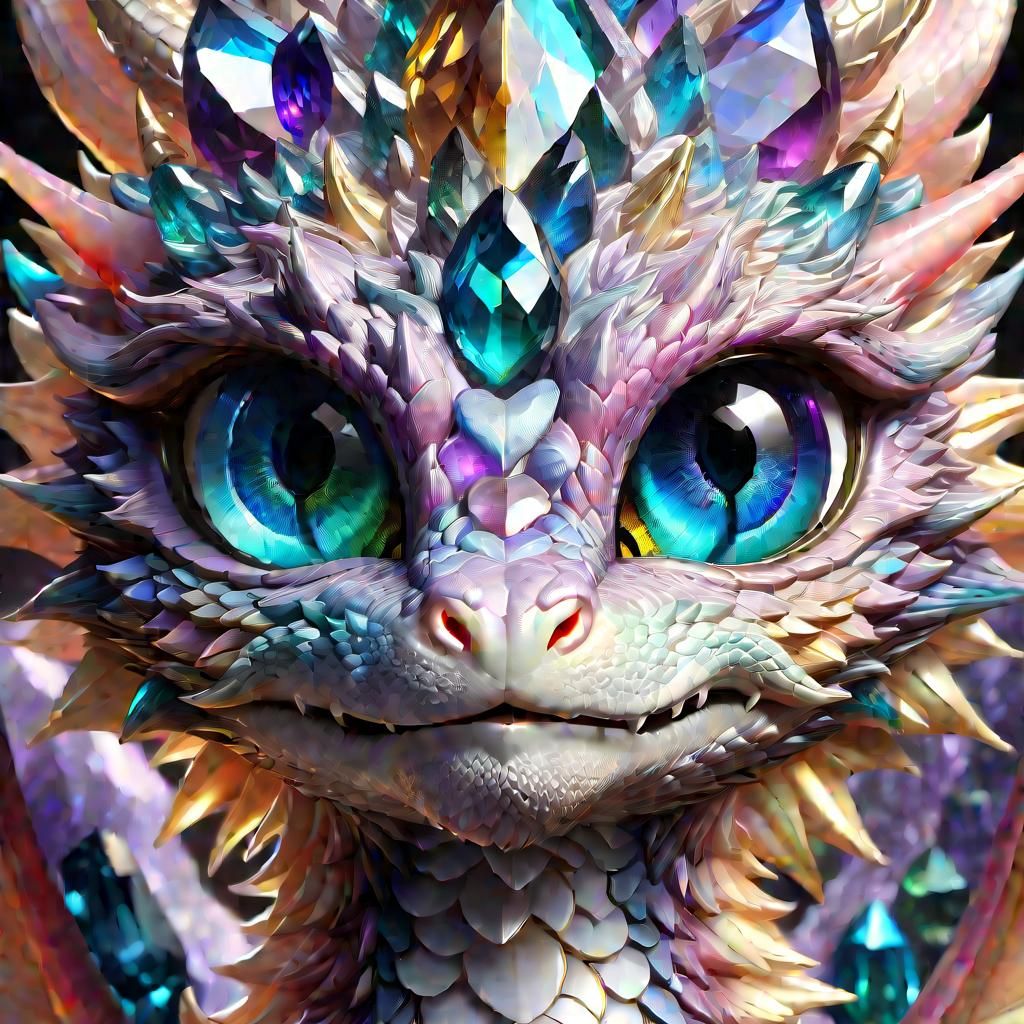 Gemstone Dragon Portrait with Hyper Detailed Eyes