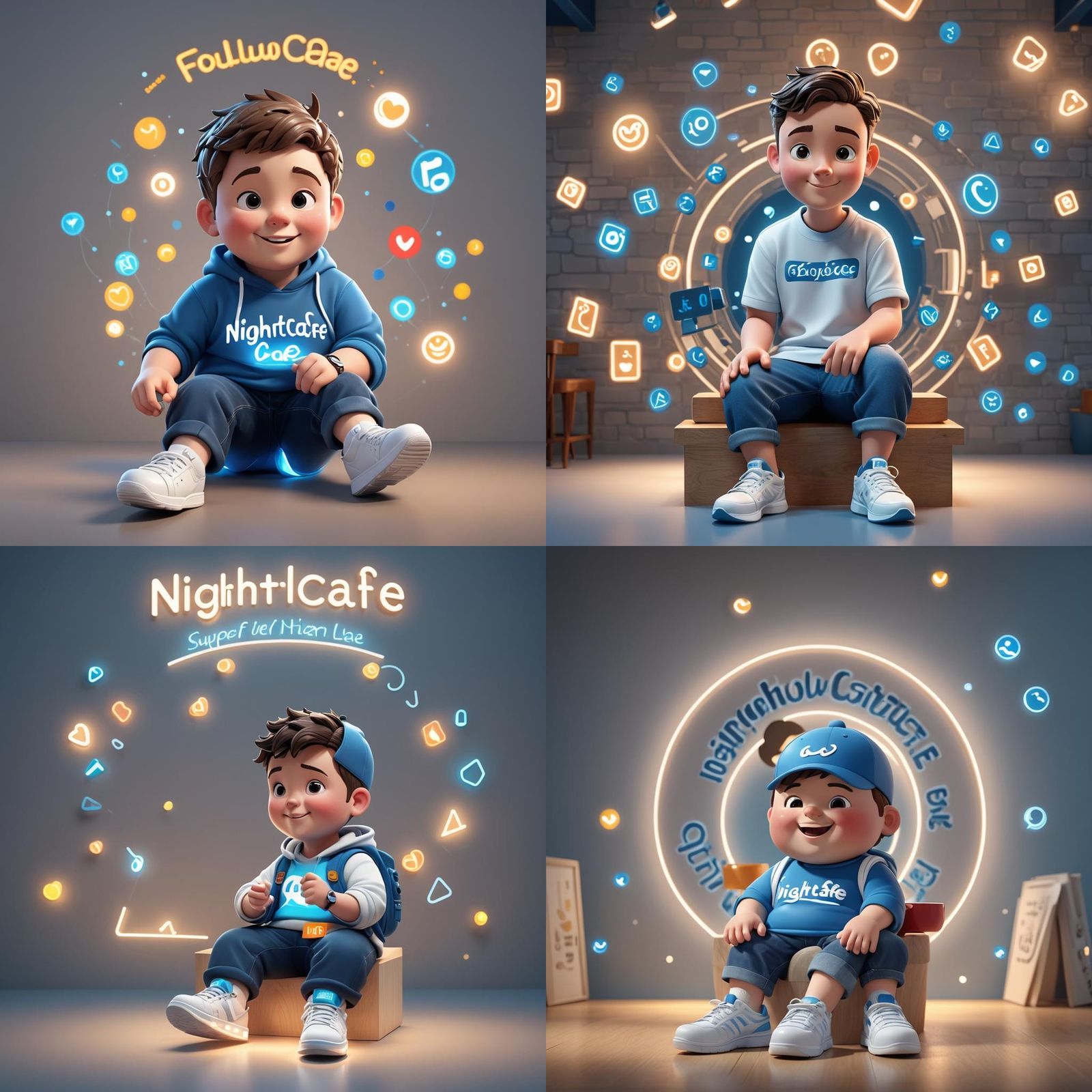 Chubby Boy on NightCafe Logo in 3D Digital Art