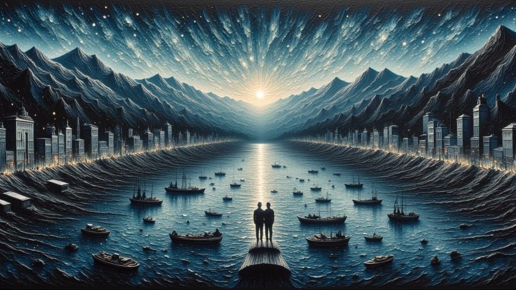 Dynamic Impasto Sea Painting with Bold Textures