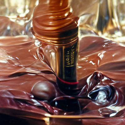 Detailed Oil Painting of Chocolate Wine