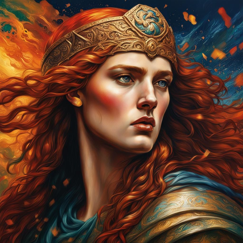 Boudicca in the Style of Dante Gabriel Rossetti