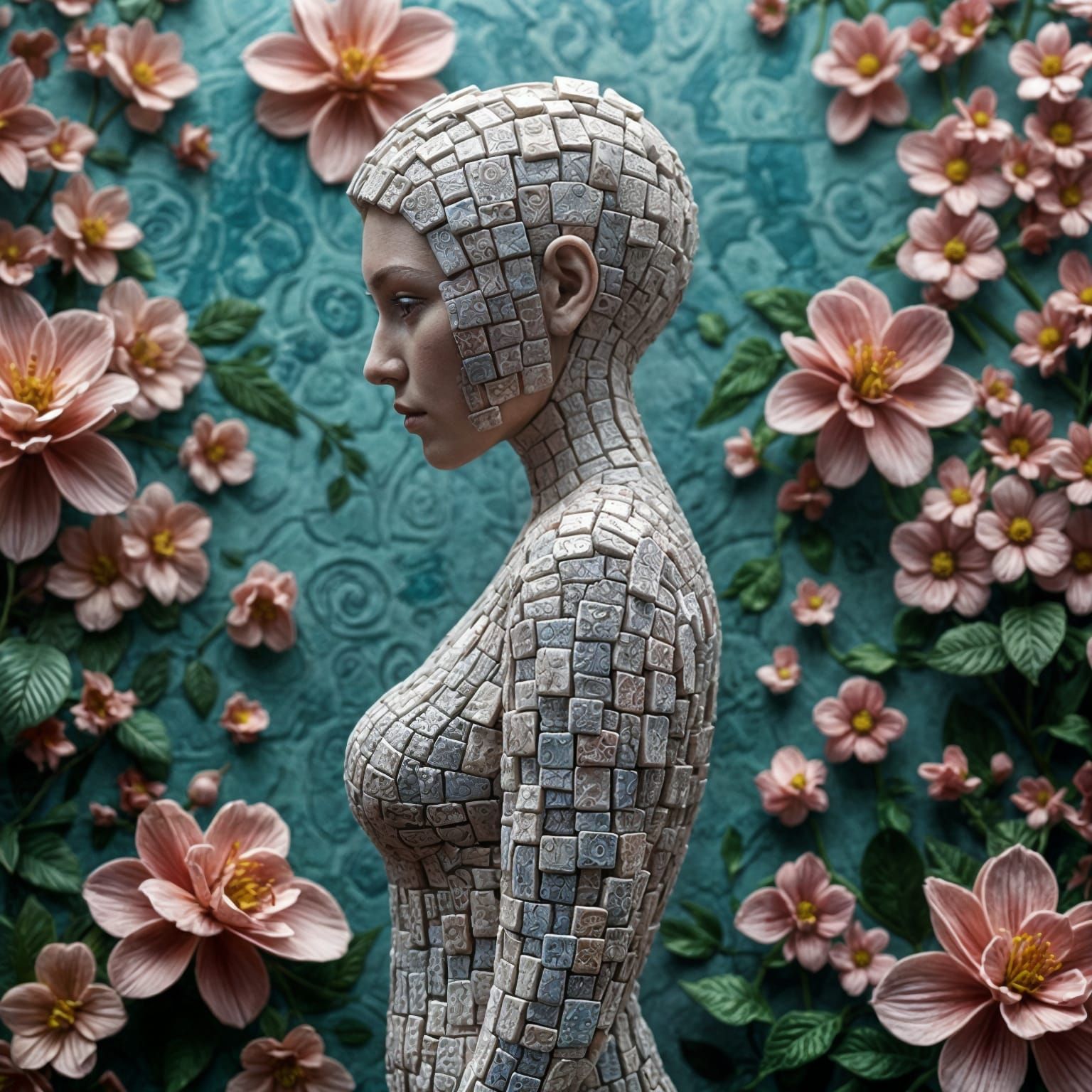 Hyperrealistic Sculpture of a Woman Made from Intricately Pl...