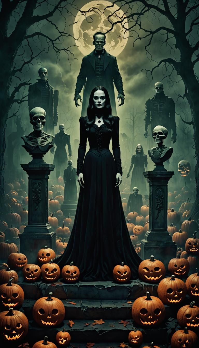 Dark Fantasy Halloween Skulls in Cinematic Style