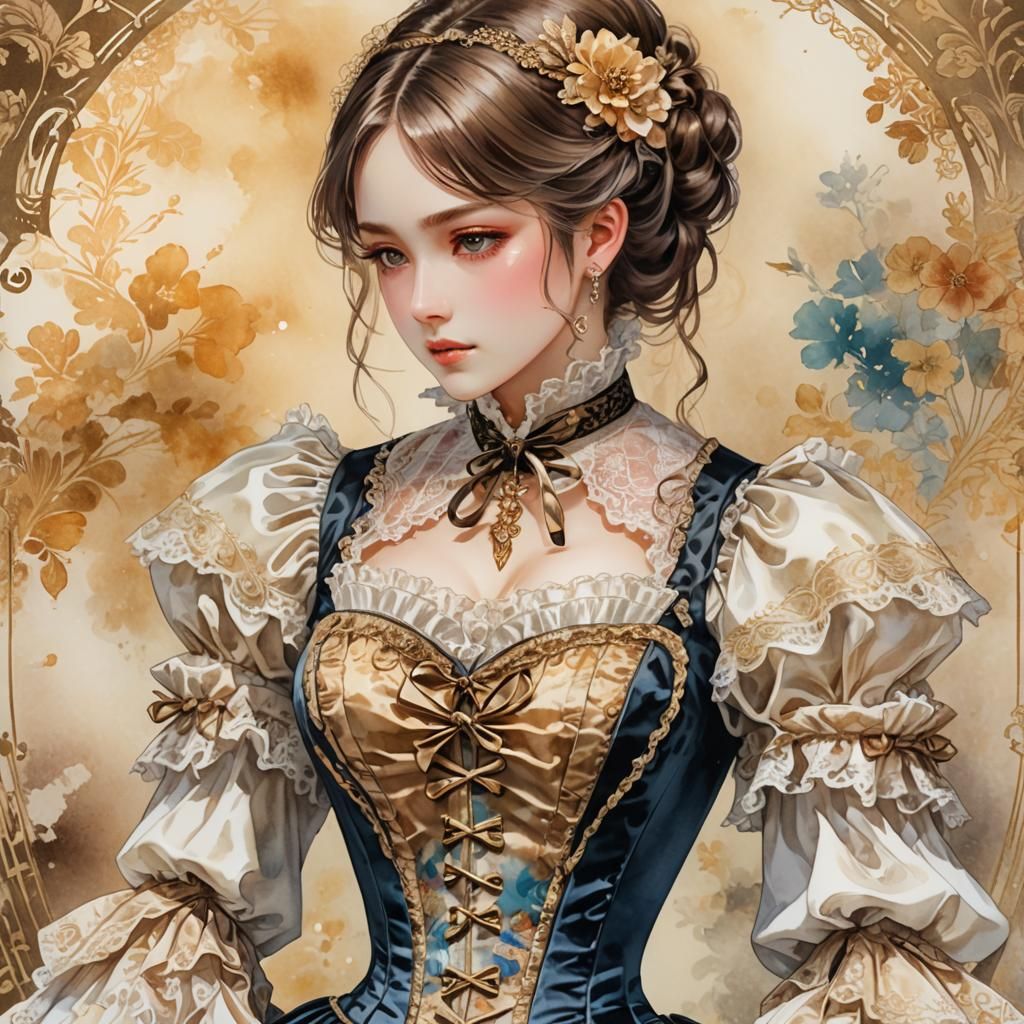 Victorian Woman in Anime Key Visual Style