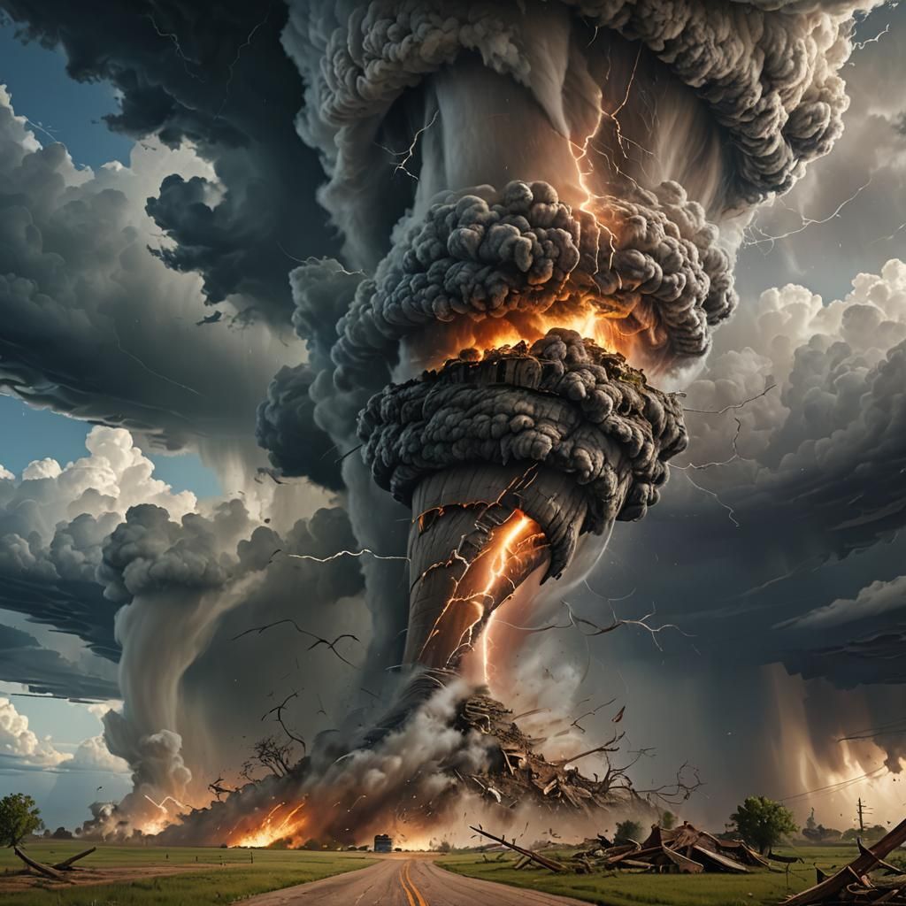 Dramatic Tornado Sweeping Across Midwest Plains