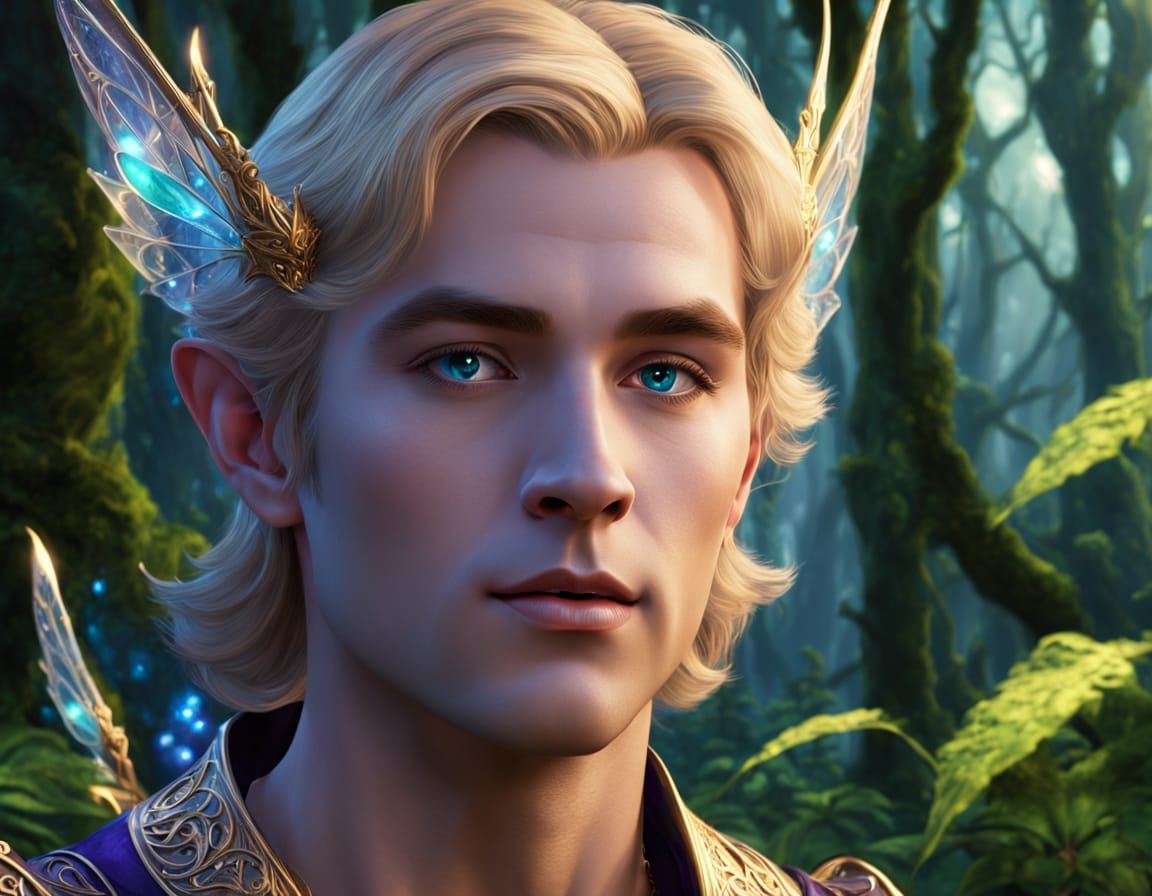 Ethereal Elf Portrait in Mystical Forest Glade