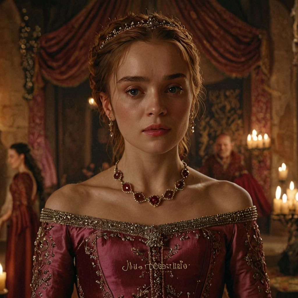 Lonely Lady in Luxurious Medieval Room, Photorealism