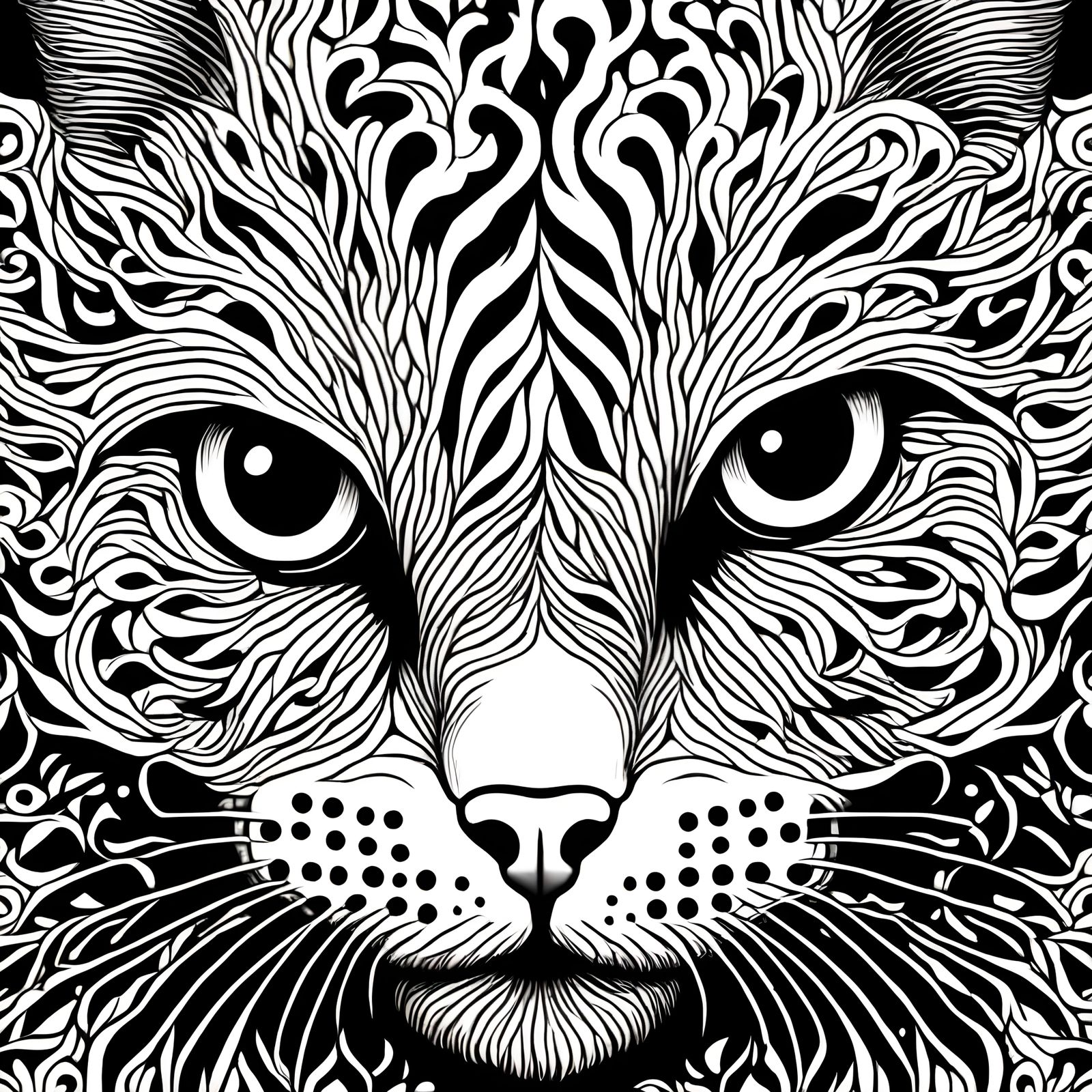 Hyperdetailed Cat Illustration in Digital Mosaic Style