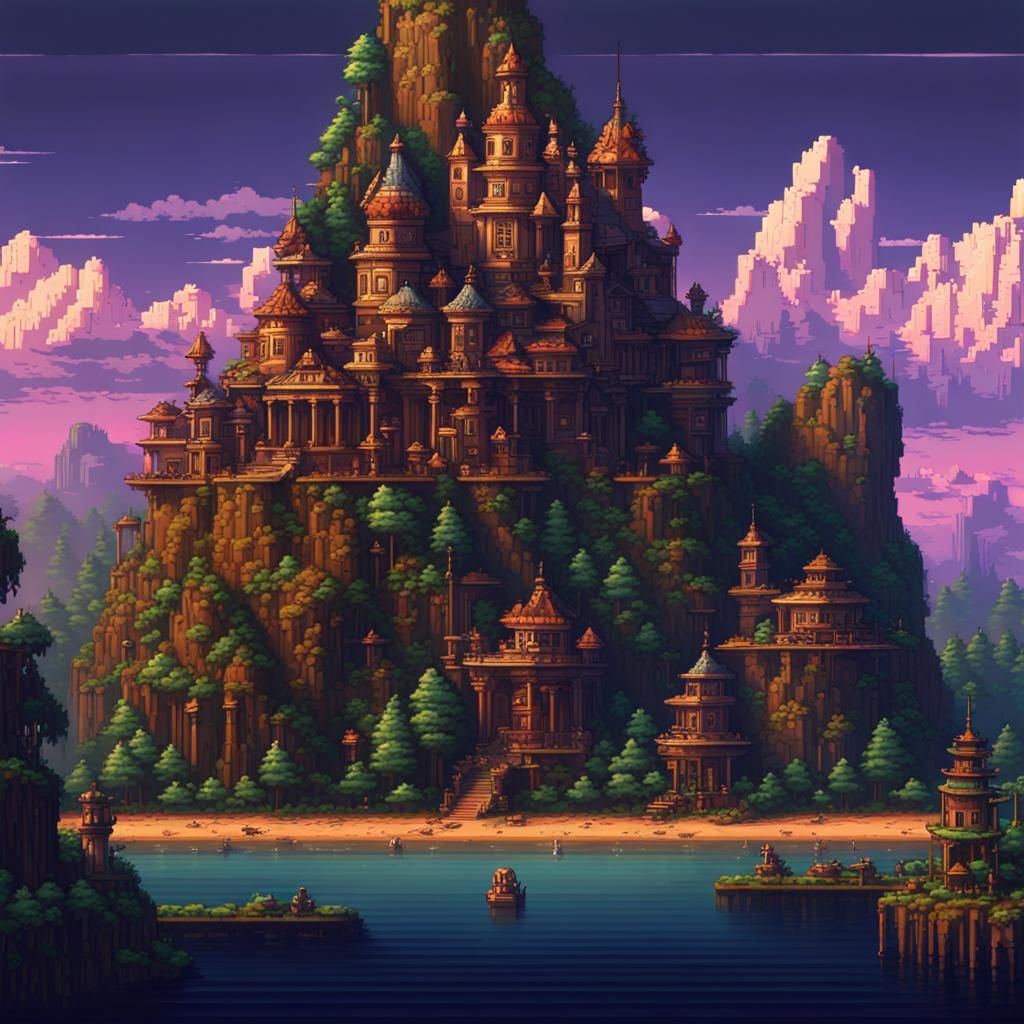 Retro 8-Bit Pixel Art Scene