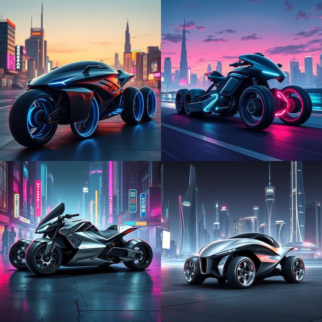 Futuristic 6-Wheeled Vehicle Combination