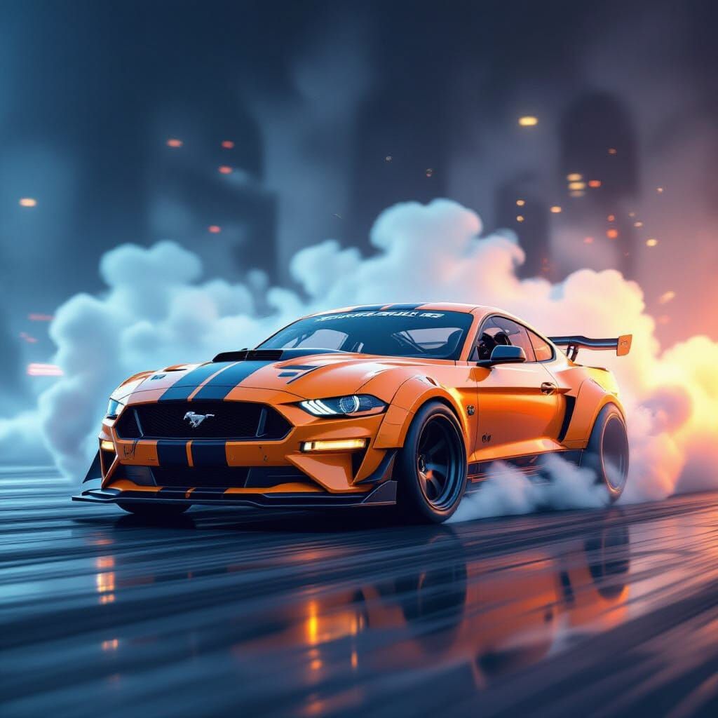 Hoonicorn Mustang Drifting in Gritty Urban Setting