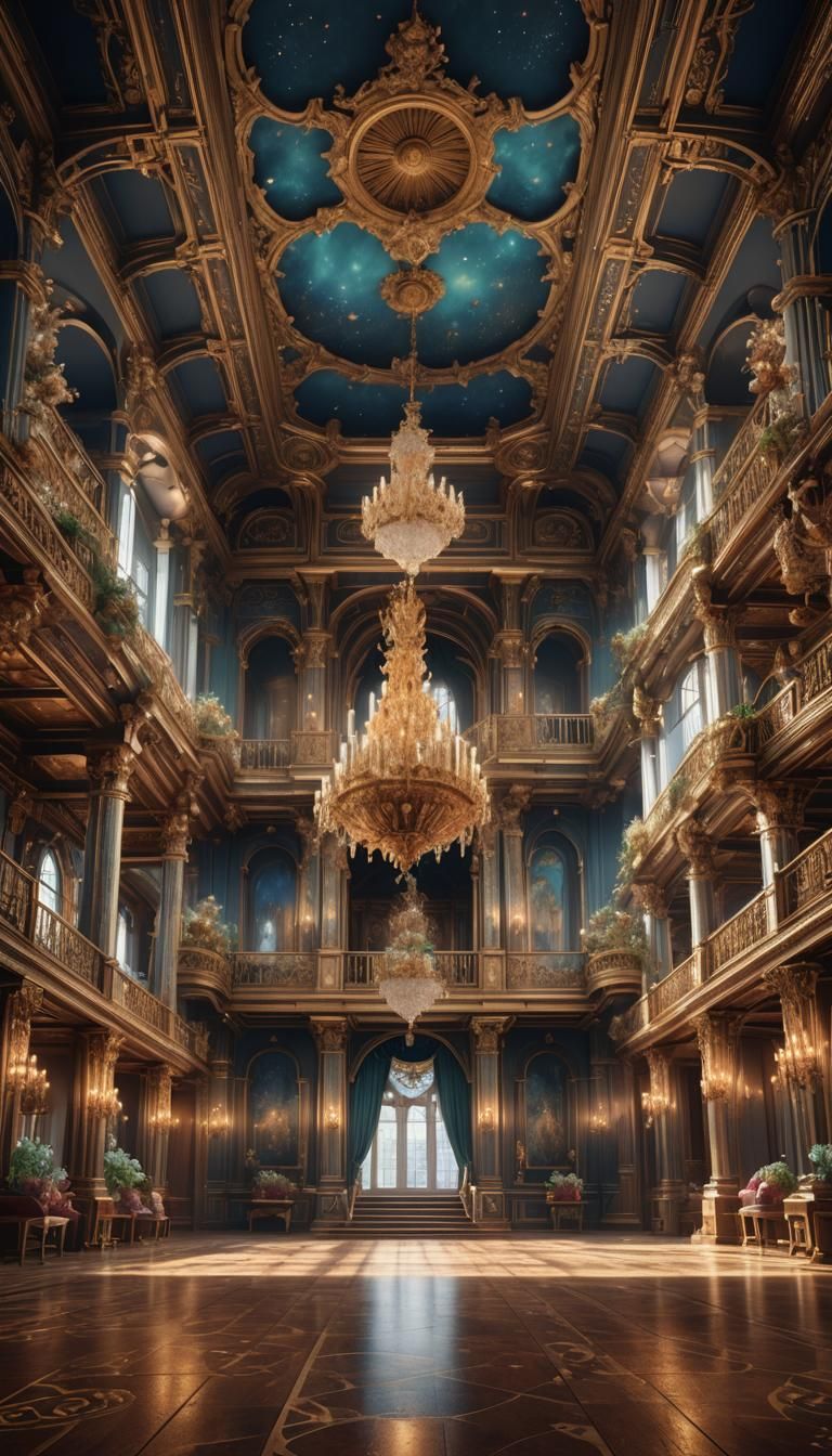 Elaborate Ballroom: Detailed Fantasy Concept Art