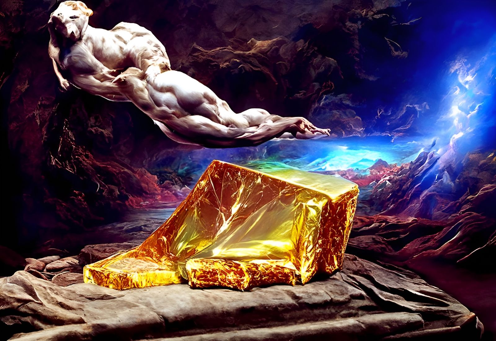 Surreal Abstract Holographic Landscape in Art Nouveau Style