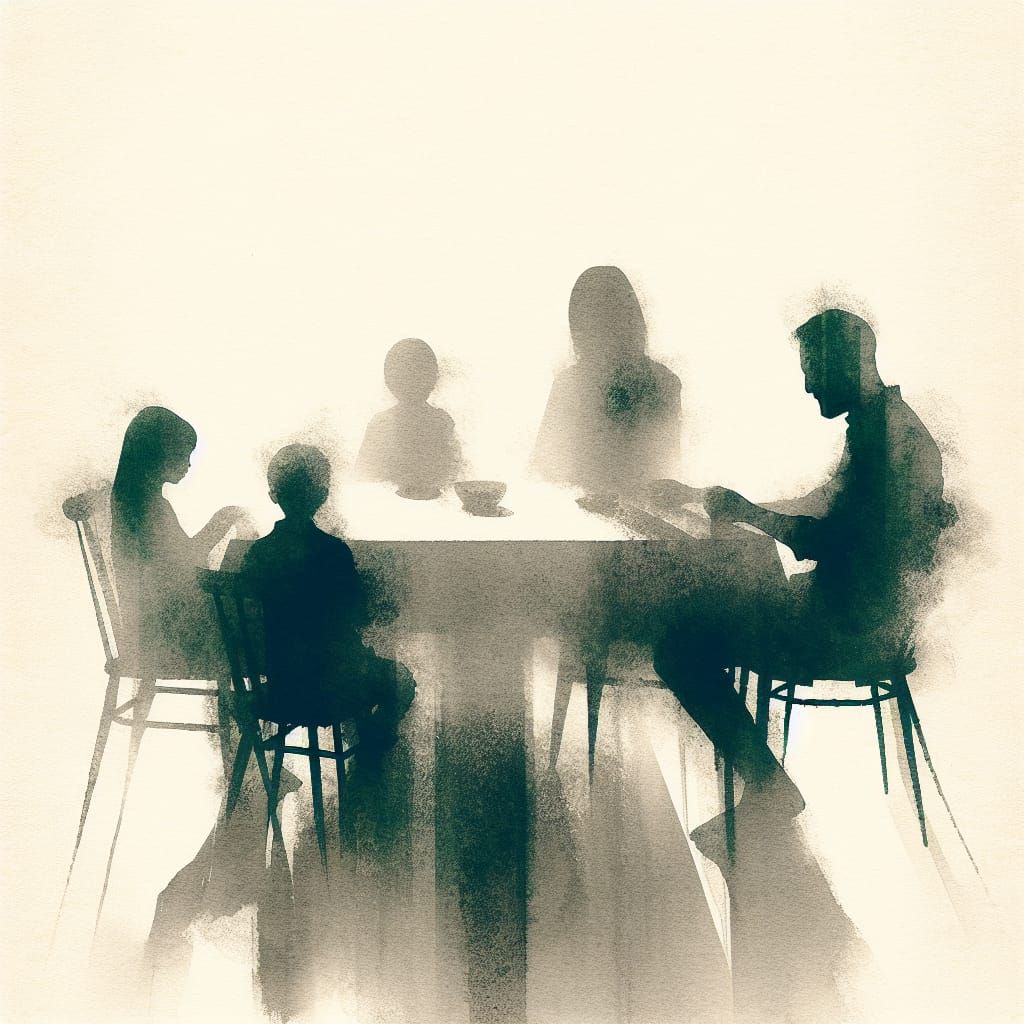 Minimalist Family Portrait in Conceptual Art Style