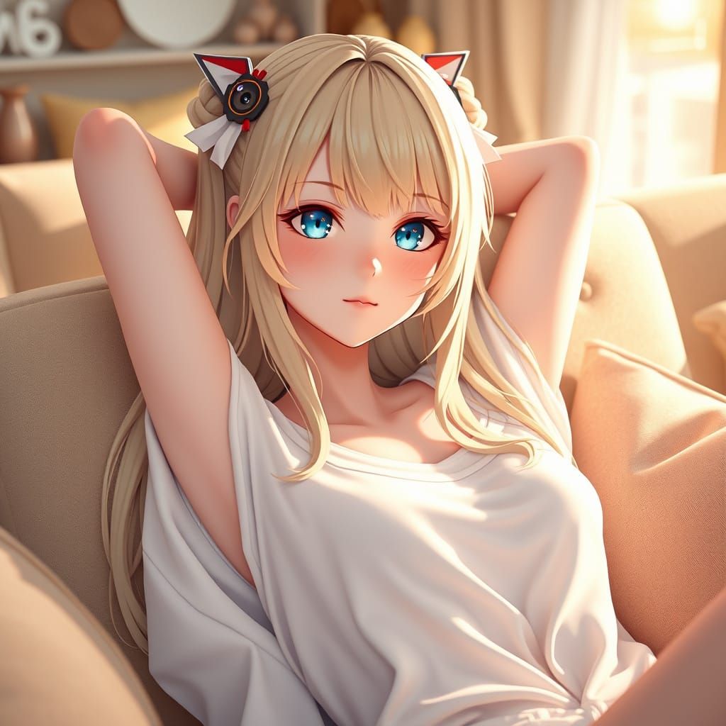 Yae Miko Lounging in Delicate Watercolor Style