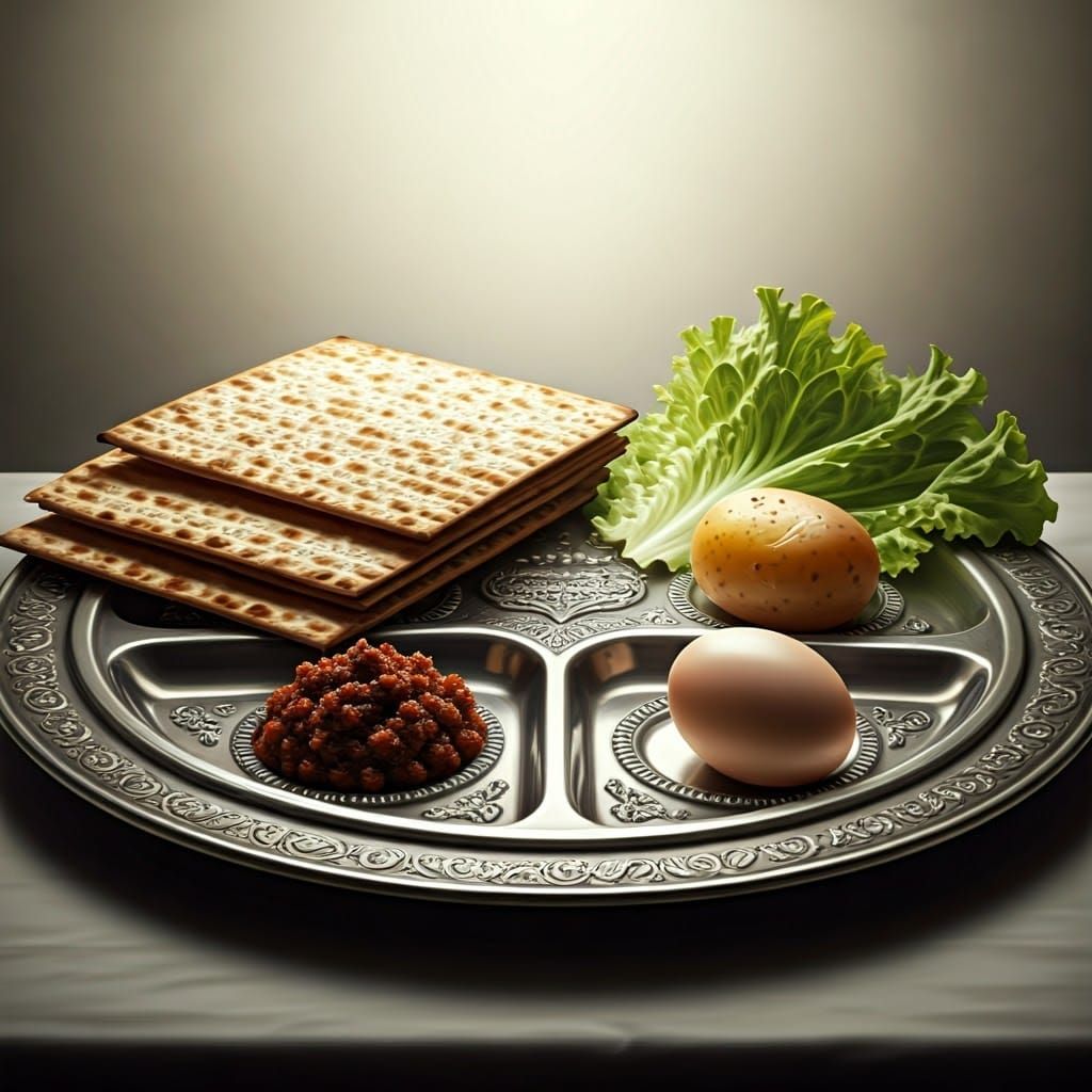 Seder Plate in Intricate Silver, Dutch Masters Style