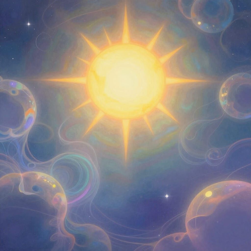 Cosmic Sun in Aquarius Abstract Ethereal Glow